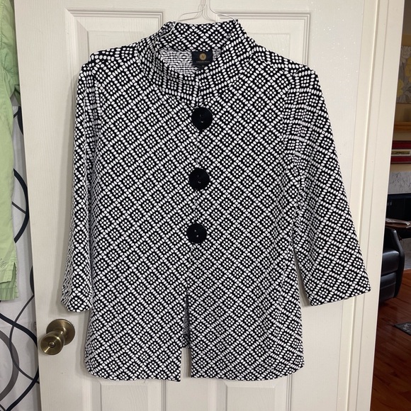 JM Collection Black & White Jacket Top Medium - Picture 1 of 7